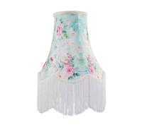 Happy Homewares Victorian Styled Vintage Tall Teal & Green Lampshade with Pink Roses | Size: 12 inches Happy Homewares Teal 12 inches