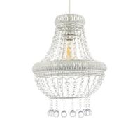 Happy Homewares Vintage And Ornate White Metal Pendant Light Shade With Clear Acrylic