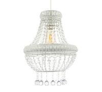 Happy Homewares Vintage and Ornate White Metal Pendant Light Shade with Clear Acrylic