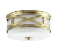 Happy Homewares Vintage & Classic Bathroom Flush Ceiling Light with Strap Design in Metallic Gold Happy Homewares Metallic Gold