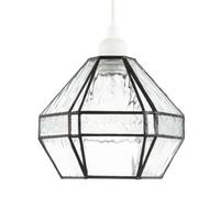 Vintage Classic Bronze Pendant Lamp Shade with Transparent Moroccan Design and Water Glass | 19cm x 17cm | Cast Bronze Frame by Happy Homewares