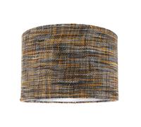 Happy Homewares Vintage Lined Linen Fabric Lamp Shade in Mustard Burgundy and Grey