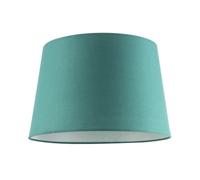 Vivid Teal Cotton Fabric 12 Inch Drum Lamp Shade with Off-White Cotton Inner Lining | 30cm x 20cm x 25cm | for Lamp Base or Hanging Pendant by Happy Homewares