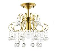 Happy Homewares Waterfall Satin Gold Ceiling Light Fitting with Clear Acrylic Spheres