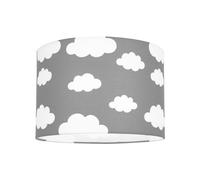 Happy Homewares White Clouds Little Ones/Kids Cotton Fabric Bedroom Lamp or Pendant Shade in Grey | Size: 10 inches Happy Homewares Grey 10 inches