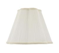 Happy Homewares Ivory White Victorian Pleated Faux Silk 30cm Lamp Shade with Cream Embroidered Trims | Inner Fabric Lining | Scallop Edges