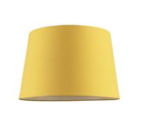 Yellow Cotton Fabric 12 Inch Drum Lamp Shade with Off-White Cotton Inner Lining | 30cm x 20cm x 25cm | for Lamp Base or Hanging Pendant by Happy Homewares