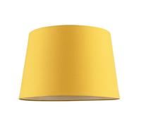 Yellow Cotton Fabric 12 Inch Drum Lamp Shade with Off-White Cotton Inner Lining | 30cm x 20cm x 25cm | for Lamp Base or Hanging Pendant by Happy Homewares