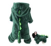 Happy Hoodie for Dogs, Warm Pet Costumes Dinosaur Hoodie, Cute Soft Dog Fleece for Medium Dogs, Comfortable Breathable Dog Costume Cosplay Sweater Winter Coat (Green Dinosaur, M)