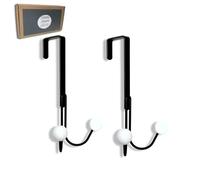 Happy Hooks Overdoor Hanger - Adorable Towel Hooks for Bathrooms, Kids' Door Hanger, Pink Towel Rack, Over the Door Hooks (2, Black)