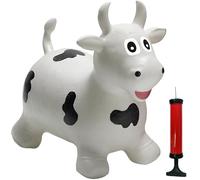 Happy Hopperz Inflatable Bouncy Animal with Grippable Ears/Horns, Easy to Clean Space Hopper for Indoor and Outdoor Play, Bouncing Toy, Pump Included, 12 Months-5 Years, White Bull