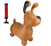Happy Hopperz Brown Dog Space Hopper - Kids Outdoor Toys with One Way Valve & Pump - Animal Hopper for Indoor/Outdoor Fun - 12 Months to 5 Years - Bouncy Hopper for Toddlers - Inflatable Toy