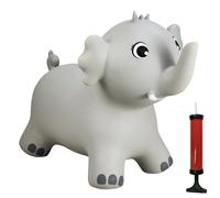 Happy Hopperz Grey Elephant Inflatable Bouncy Animal with Grippable Ears/Horns, Easy to Clean Space Hopper for Indoor and Outdoor Play, Bouncing Toy, Pump Included, 12 Months-5 Years