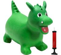 Happy Hopperz Inflatable Bouncy Animal with Grippable Ears/Horns, Easy to Clean Space Hopper for Indoor and Outdoor Play, Bouncing Toy, Pump Included, 12 Months-5 Years, Green Dino