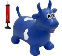 Happy Hopperz Inflatable Bouncy Animal with Grippable Ears/Horns, Easy to Clean Space Hopper for Indoor and Outdoor Play, Bouncing Toy, Pump Included, 12 Months-5 Years, Blue Bull