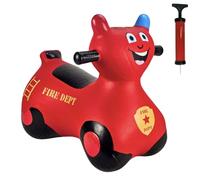Happy Hopperz Patrol Fire Bike (Red) - Baby/Toddler Balance Bike with Pump & One Way Valve - Suitable for Ages 12 Mos to 5 Years - Indoor/Outdoor Space Hopper Toy - Perfect Balance Bike 1-5 Year Old