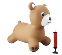 Happy Hopperz Teddy Bear Inflatable Bouncy Animal with Grippable Ears/Horns, Easy to Clean Space Hopper for Indoor and Outdoor Play, Bouncing Toy, Pump Included, 12 Months-5 Years