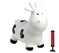 Happy Hopperz White Cow Inflatable Bouncy Animal with Grippable Ears/Horns, Easy to Clean Space Hopper for Indoor and Outdoor Play, Bouncing Toy, Pump Included, 12 Months-5 Years,