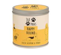 Happy Hound Candle - Fresh Jasmine & Tonka | Odour-Neutralising Candle with AromaGuard™ | Long-Lasting 50-Hour Burn | Pet-Friendly Scented Candle in Tin | 360 Paws Home Fragrance e