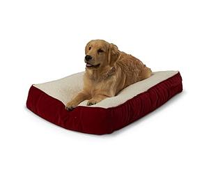 Happy Hounds Buster Small (36 x 24 in.) Red Rectangle Pillow Style Dog Bed with Sherpa Panel