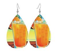 Happy Hour Leather Earrings Dangle Drop for Women Lightweight Teardrop Dangle Earrings Jewelry Fashion Pendant and Valentine Birthday Party Gift