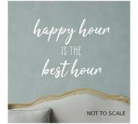 Happy Hour Sign Home Bar Pub Wall Art Sticker Alcohol A4 Sized Decal - White