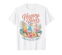 Happy Hour Somewhere Sunny Five Cocktails Watercolor Design T-Shirt