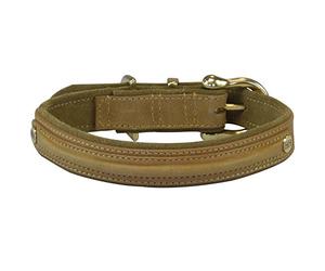 Happy-House Luxury Saddle Leather Collar, 2X-Large, Camel
