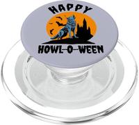 Happy Howl-O-Ween Funny Halloween Full Moon Wild Apparel PopSockets PopGrip for MagSafe