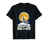 Happy Howl-O-Ween Howling At Moon Halloween Wolf Lover Value Graphic T-Shirt, Men, Black, XL