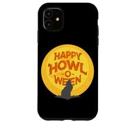 Happy Howl-O-Ween Wolf Howling Under A Full Moon October 31 Case for iPhone 11