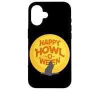Happy Howl-O-Ween Wolf Howling Under A Full Moon October 31 Case for iPhone 16