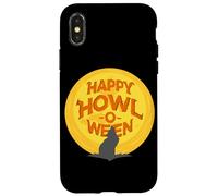Happy Howl-O-Ween Wolf Howling Under A Full Moon October 31 Case for iPhone X/XS