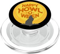 Happy Howl-O-Ween Wolf Howling Under A Full Moon October 31 PopSockets PopGrip for MagSafe