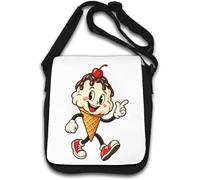 Happy Ice Cream Cone Character Walking Shoulder Bag White