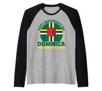Happy Independence Day Dominica Freedom Since 1978 Raglan Baseball Tee