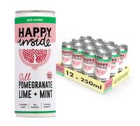 Happy Inside Pomegranate, Lime & Mint Still Fruit Drink | No Added Sugar | Gut Loving Fibre | Vitamin C | Vegan | (Pack of 12 x 250ml)