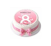 Happy International Women's Day 7-8" Circle Edible Icing Sheet Cake Topper Decoration - Great for larger cakes