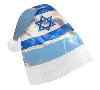Happy Israelian Independence Day Christmas Hat with Pom-Pom Breathable Classic Xmas Beanie Cap Headwear for Party