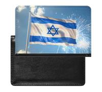 Happy Israelian Independence Day Printed Passport Holder Cover Leather Passport Wallet Slim Card Case for Travel