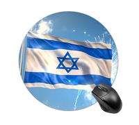 Happy Israelian Independence Day Trendy Round Mouse Pad Non Slip Waterproof Mousepad Desk Mat for Office Gaming