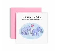 Happy Ivory Anniversary Card - 14th Anniversary Card for Husband or Wife - Happy Wedding Anniversary 14.8cm (Ivory 14th)
