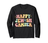 Happy Jewish Camper Camping Hiking Star of David Summer Camp Long Sleeve T-Shirt