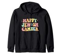 Happy Jewish Camper Camping Hiking Star Of David Summer Camp Zip Hoodie