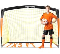 Happy Jump Football Goal Pop Up Football Net Post for Garden Training Festive Gift -7'x5'(Black+Orange) -1 Pack