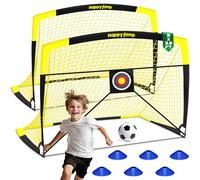 Happy Jump Football Goals Set- Pop Up Football Net for Outdoor with Target Sheet, Ball, Pump, Cones-5x3.6 FT BY Pro