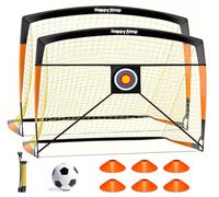 Happy Jump Football Goals Set- Pop Up Football Net for Outdoor with Target Sheet, Ball, Pump, Cones-7x5 FT BO Pro