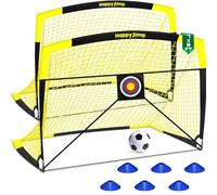 Happy Jump Football Goals Set- Pop Up Football Net for Outdoor with Target Sheet, Ball, Pump, Cones-7x5 FT BY Pro