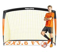 Happy Jump Football Goal Pop Up Football Net Post for Garden Training Festive Gift -5'x3.6'(Black+Orange) -1 Pack