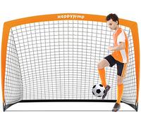 Happy Jump Football Goal Pop Up Football Net Post for Garden Training Festive Gift -5'x3'6"(Orange) -1 Pack